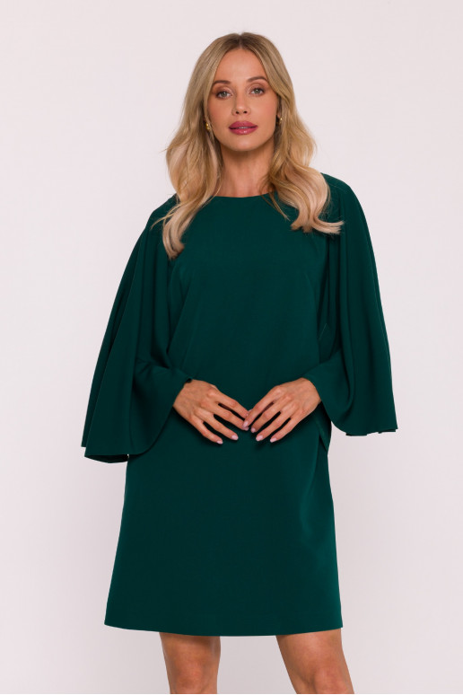Roheline mini kleit nahkhiire varrukatega