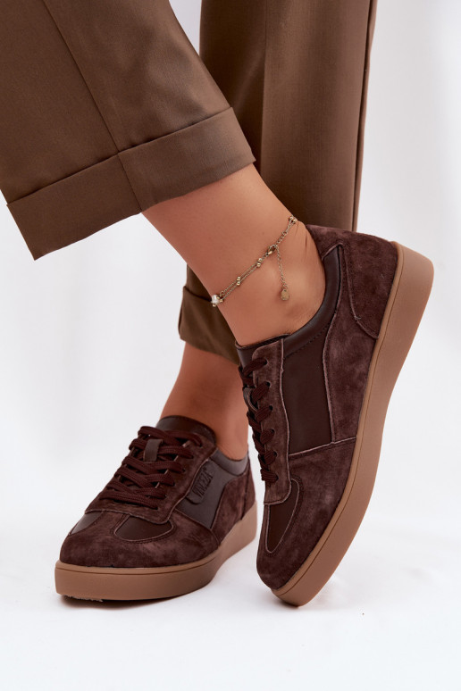 Sametist sneakers-mudeli naiste kingad Vinceza 7933 šokolaadi värv