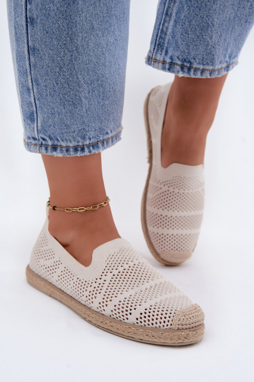 Ažuursed espadrillid  Riidest Elevandiluu värvi Candessa