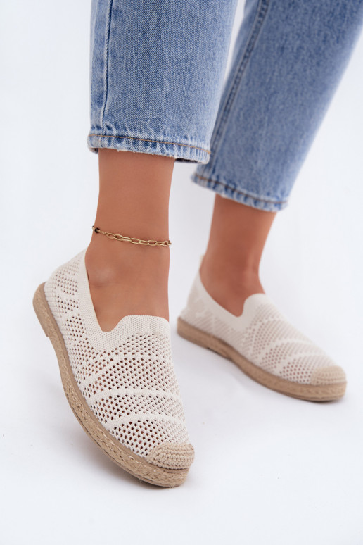 Ažuursed espadrillid  Riidest Elevandiluu värvi Candessa