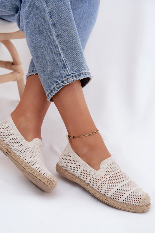 Ažuursed espadrillid  Riidest Elevandiluu värvi Candessa