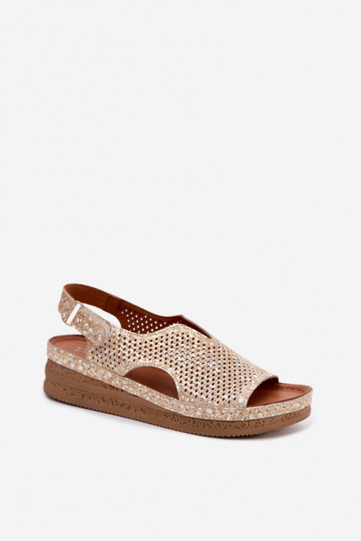   Ažuursed sandaalid  platvormiga  L4494-25 Kuldset värvi