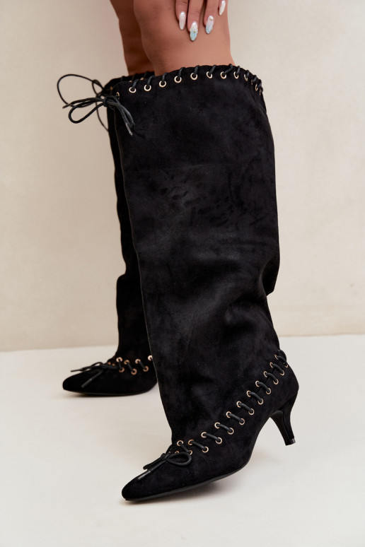 pika säärega saapad Kitten Heel seemisnakhsed  m Must Juletta
