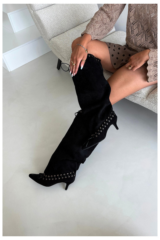 pika säärega saapad Kitten Heel seemisnakhsed  m Must Juletta
