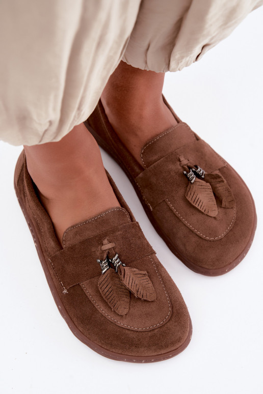 Mokassiinid Barefoot Z Naturalnego Zamszu Zazoo 10220 pruunid värvi