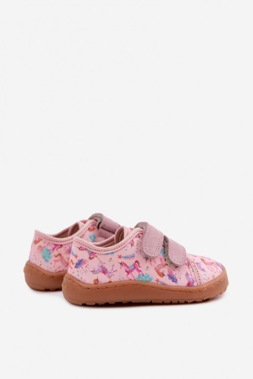 Plätud Laste jalanõud Barefoot  Froddo Canvas G1700440-26 Tumeroosad värvi