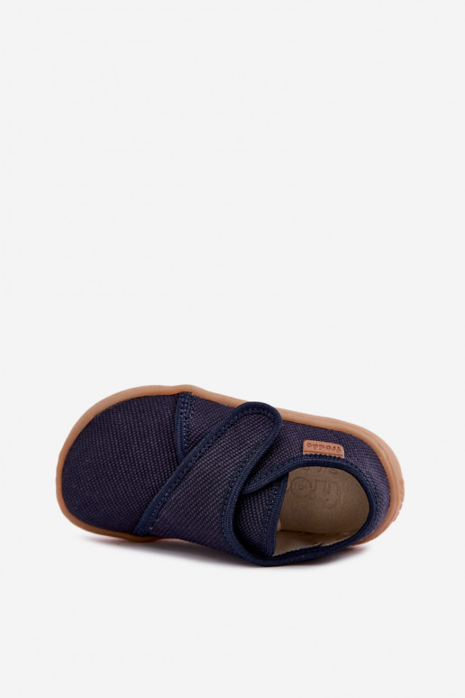 Plätud Laste jalanõud poiste krõpsudega kinnitatav Barefoot Froddo G1700438 tumesinist värvi