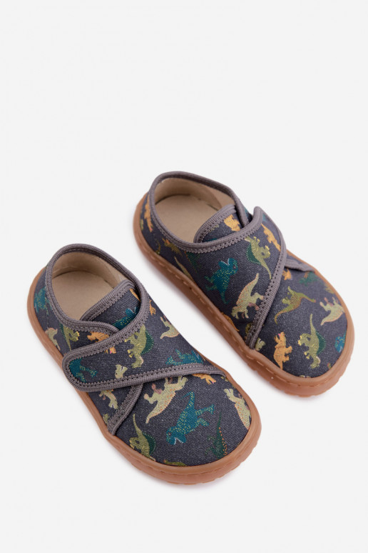 Plätud Laste jalanõud poiste krõpsudega kinnitatav Barefoot  Froddo G1700438-26 Halli värvi