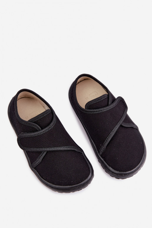 Plätud Laste jalanõud poiste krõpsudega kinnitatav Barefoot Froddo G1700438-15 Must