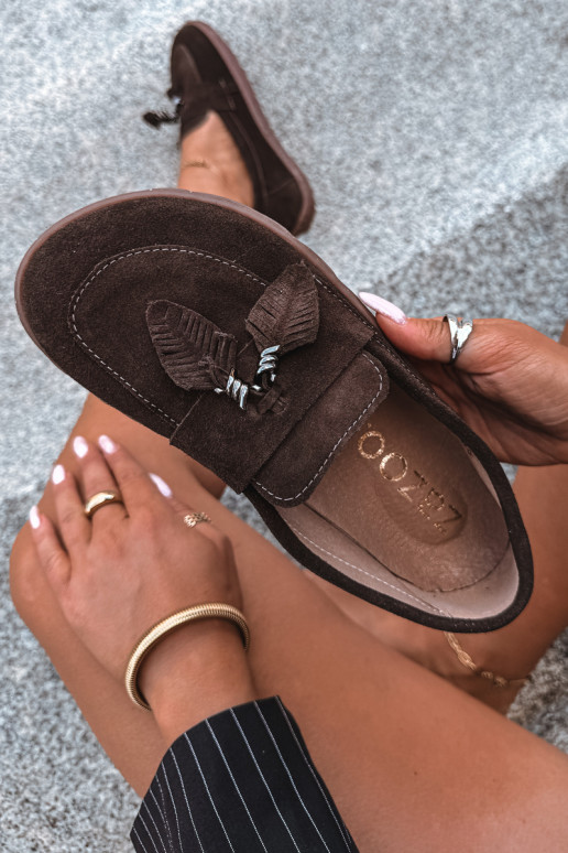Mokassiinid Barefoot Z Naturalnego Zamszu Zazoo 10220 Czekoladowe