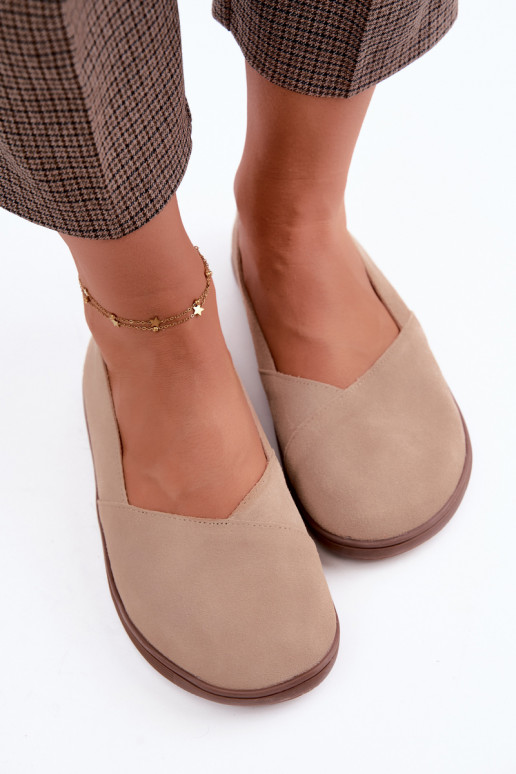 Baleriinad  Barefoot Z Naturalnego Zamszu beeži värvi Mirelia