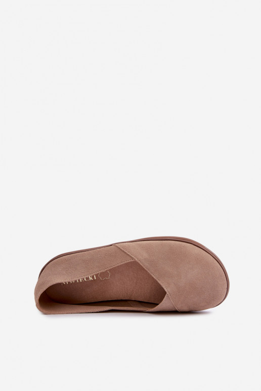 Baleriinad  Barefoot Z Naturalnego Zamszu beeži värvi Mirelia