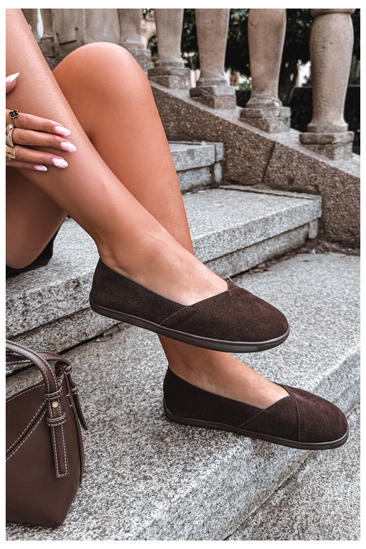 Baleriinad  Barefoot Z Naturalnego Zamszu Czekoladowe Mirelia