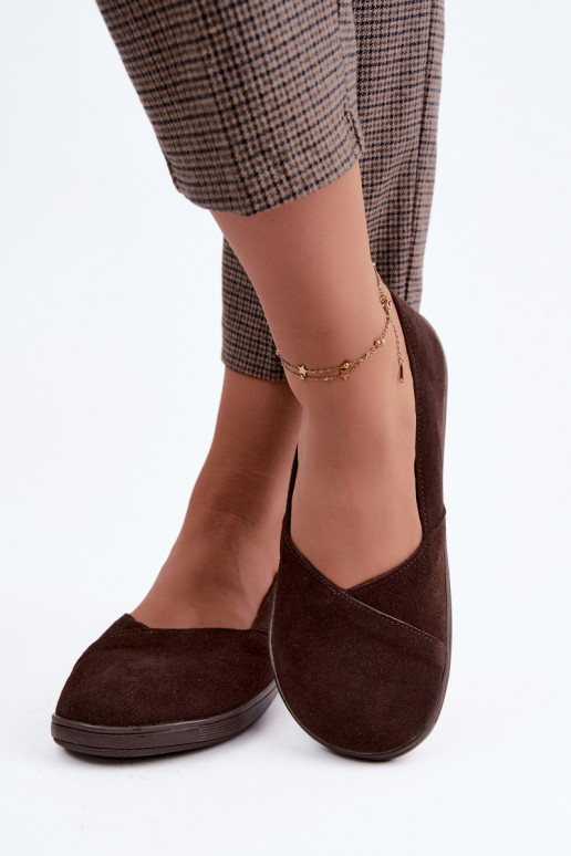 Baleriinad  Barefoot Z Naturalnego Zamszu Czekoladowe Mirelia