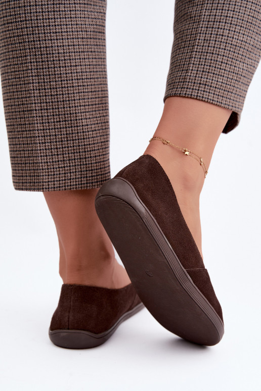 Baleriinad  Barefoot Z Naturalnego Zamszu Czekoladowe Mirelia