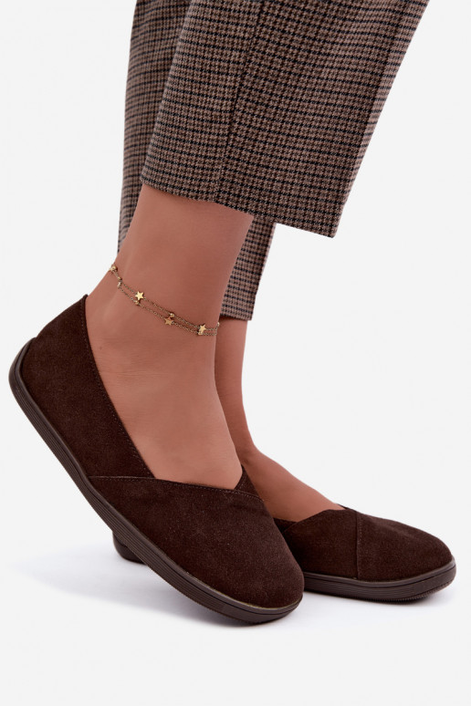 Baleriinad  Barefoot Z Naturalnego Zamszu Czekoladowe Mirelia