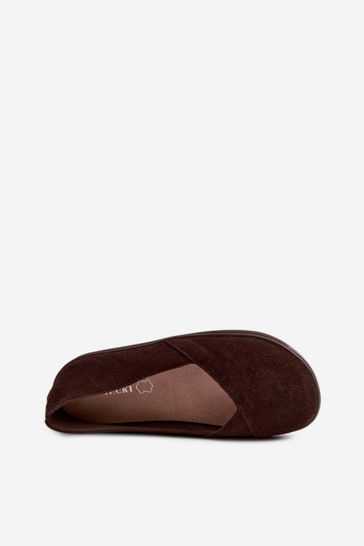 Baleriinad  Barefoot Z Naturalnego Zamszu Czekoladowe Mirelia