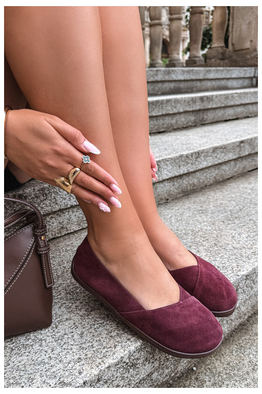 Baleriinad  Barefoot Z Naturalnego Zamszu bordoo-värvi Mirelia