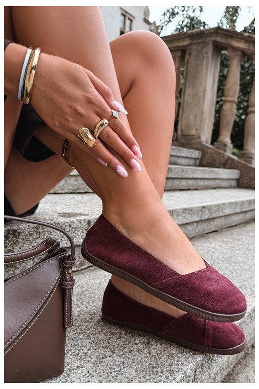 Baleriinad  Barefoot Z Naturalnego Zamszu bordoo-värvi Mirelia
