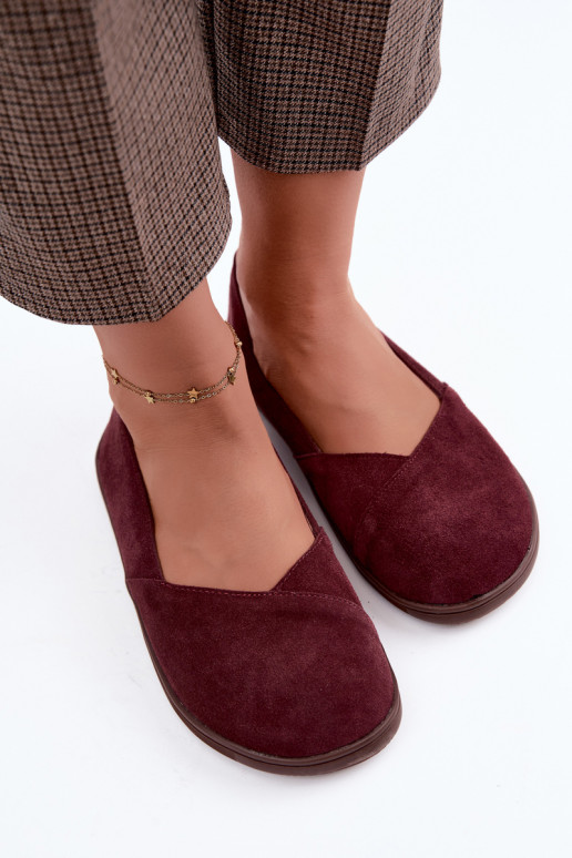 Baleriinad  Barefoot Z Naturalnego Zamszu bordoo-värvi Mirelia