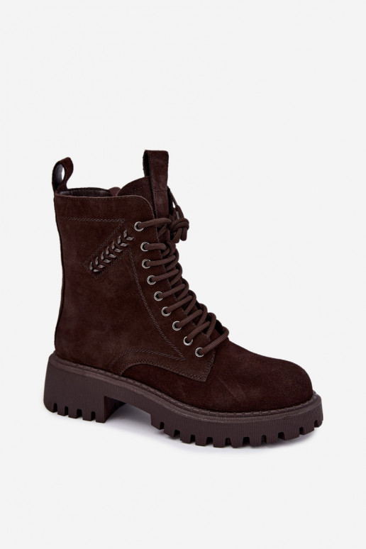 saapad  Z Naturalnego Zamszu voodriga D&A JC62-1035 Czekoladowe