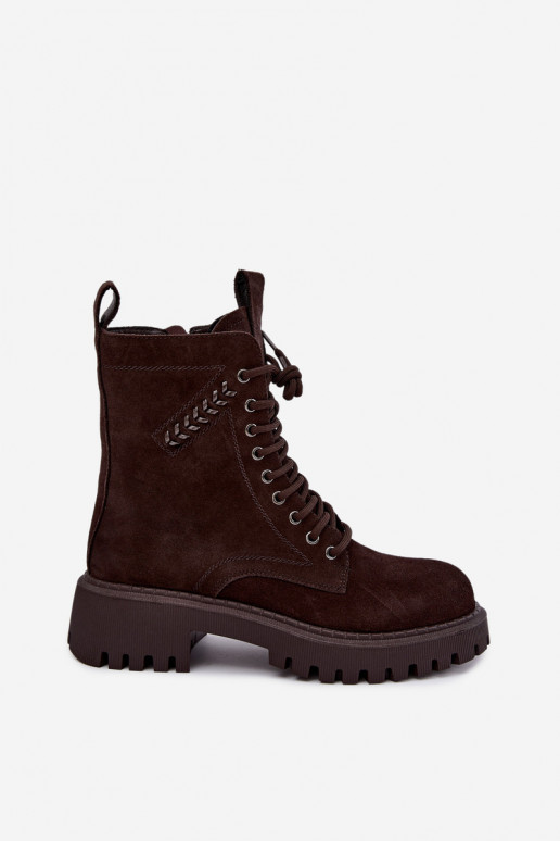 saapad  Z Naturalnego Zamszu voodriga D&A JC62-1035 Czekoladowe