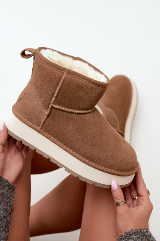 nööpidega lumesaapad Z Naturalnego Zamszu voodriga karusnahaga Big Star UU274692 Camel