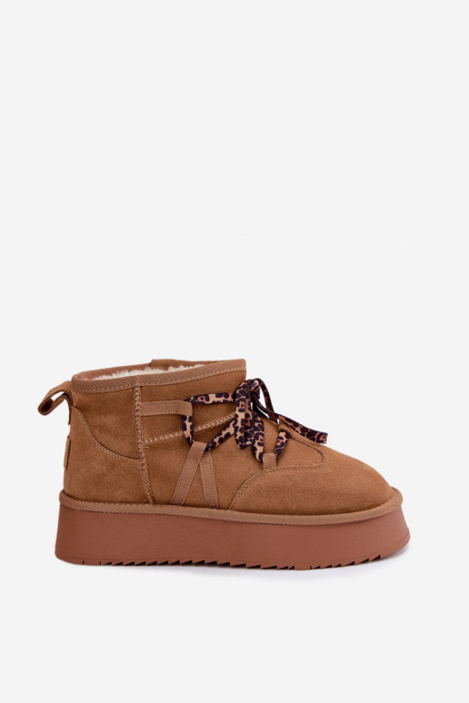   seemisnakhsed nööpidega lumesaapad platvormtalla ja stiilsete detailidega GOE UU2N4920 Camel