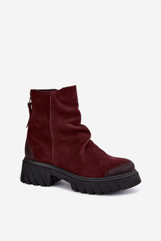   Seemisnahast kingad  voodriga Zazoo 60590 bordoo-värvi