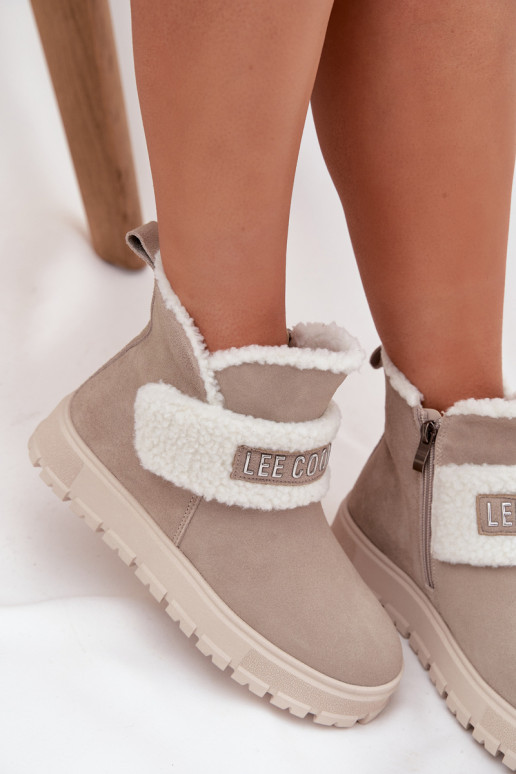 nööpidega lumesaapad Naiste poolsaapad Z Naturalnego Zamszu soojad saapad Lee Cooper LCJ-25-01-3739 Halli värvi