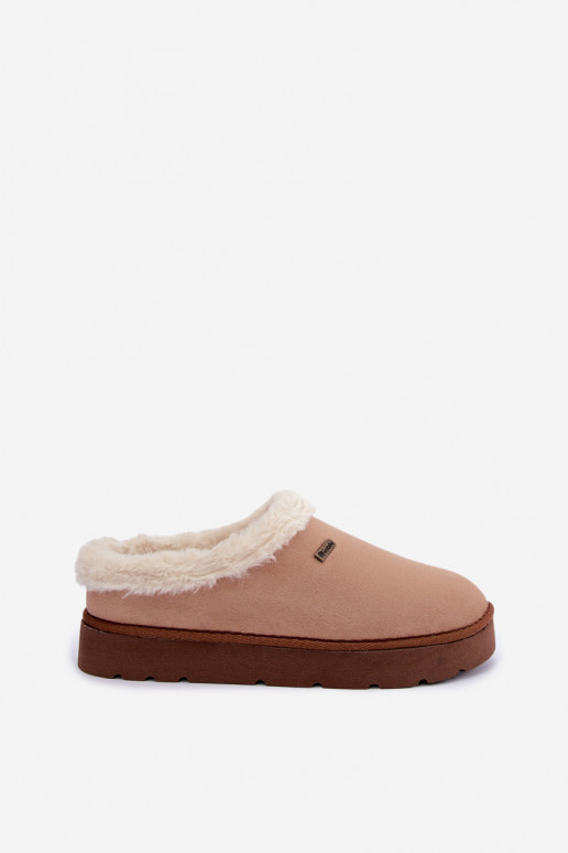 Plätud jalatsid kodujalatsid  karusnahaga Inblu DR000004 Camel
