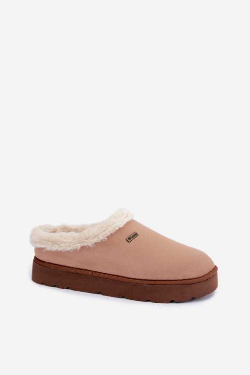 Plätud jalatsid kodujalatsid  karusnahaga Inblu DR000004 Camel