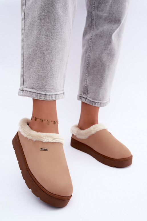 Plätud jalatsid kodujalatsid  karusnahaga Inblu DR000004 Camel