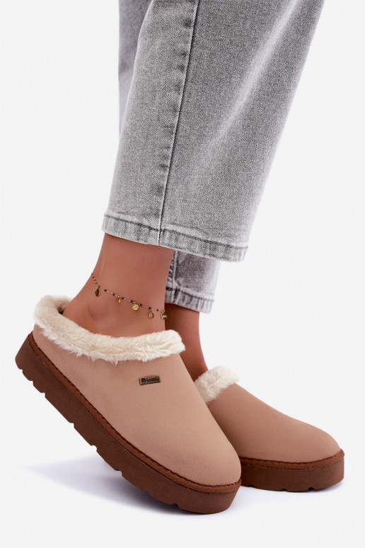 Plätud jalatsid kodujalatsid  karusnahaga Inblu DR000004 Camel