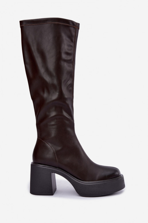 naiste pika säärega saapad platvormiga I  Obcasie Czekoladowe  Nesalie