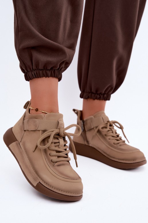voodriga Naiste poolsaapad Z Naturalnej Skóry Lee Cooper LCJ-26-19-4603 Khakivärvi