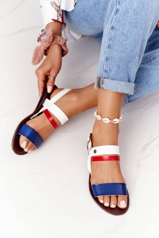 Madalad sandaalid sinist värvi-valget... Madalad sandaalid sinist värvi-valget...