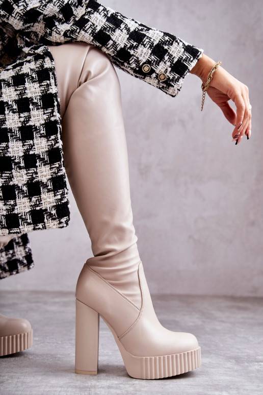 pika säärega saapad platvormiga beeži... pika säärega saapad platvormiga beeži...