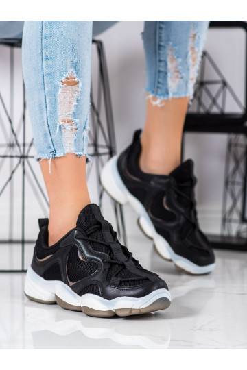 Stiilsed mustad Sneakers apavi tüüpi jalanõud