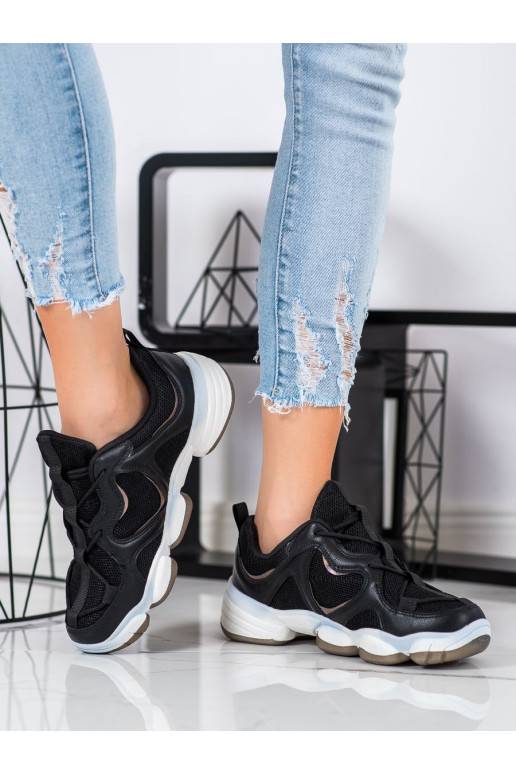 Stiilsed mustad Sneakers apavi tüüpi jalanõud 