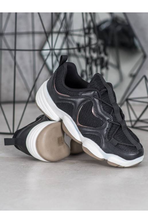 Stiilsed mustad Sneakers apavi tüüpi jalanõud 