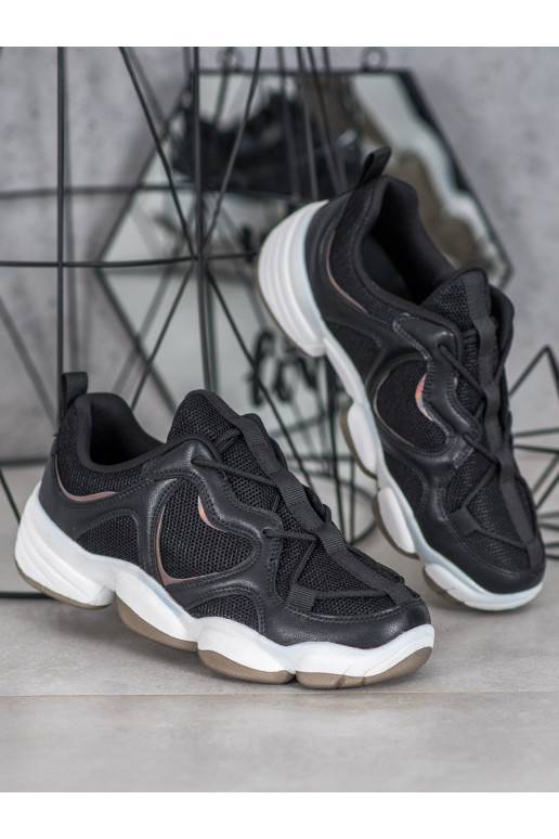 Stiilsed mustad Sneakers apavi tüüpi jalanõud 