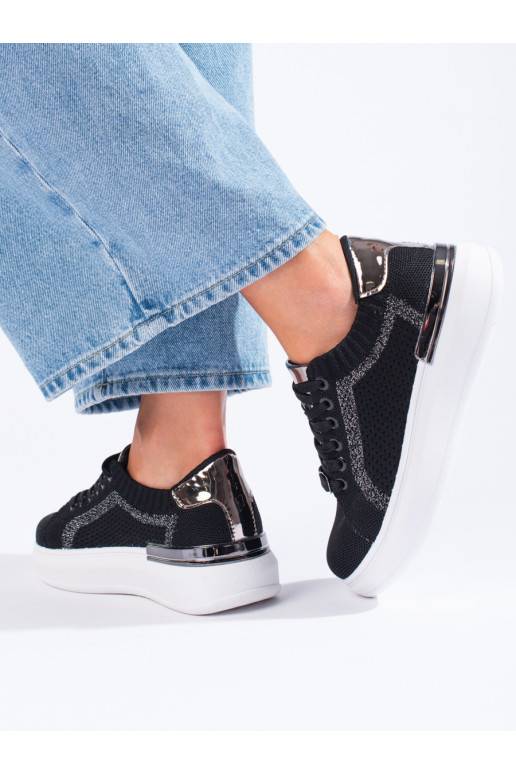 tekstiilist kingad platvormiga Shelovet Mustad