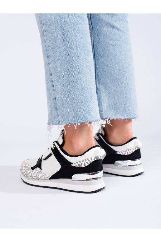 Sportliku stiiliga valge värv-Mustad naiste kingade Shelovet