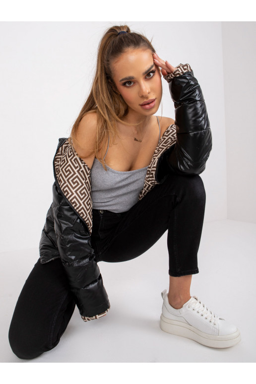 Must ümberpööratav kapuutsiga jope Arta Must ümberpööratav kapuutsiga jope Arta